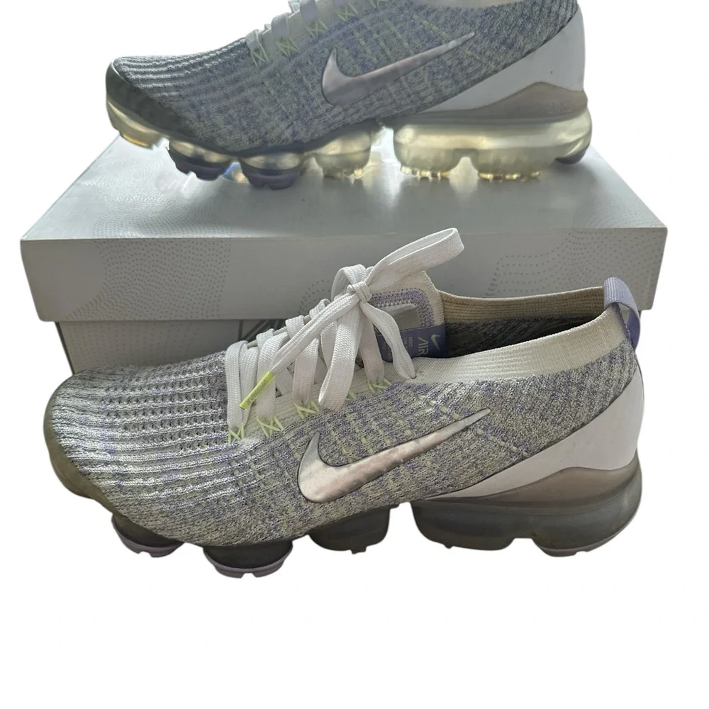 Nike VaperMax flying grey purple and White Athletic Sneakers with Knit Upper - Picture 3 of 11